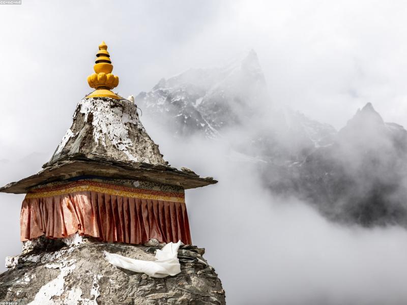Himalayan stupa in cloud